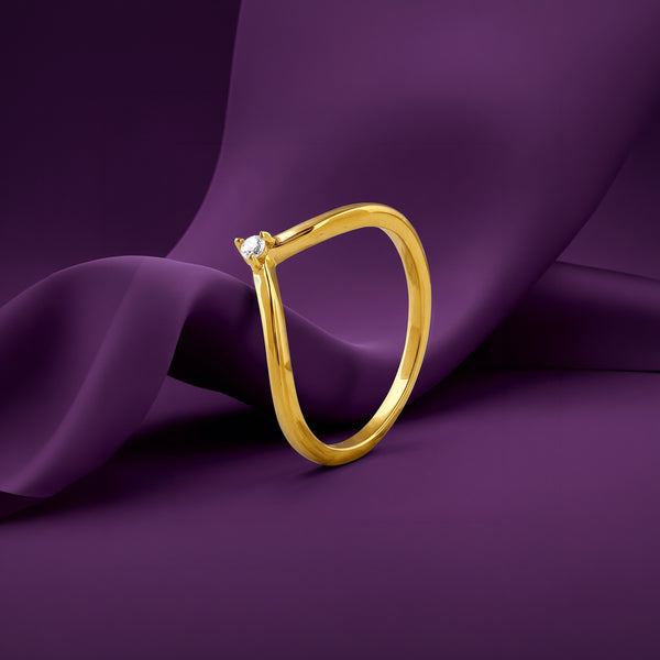 Golden Zircon Chevron Ring