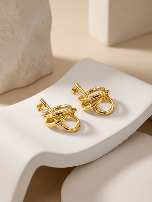 Knot Flow Energy Gold Plated Drop Earrings